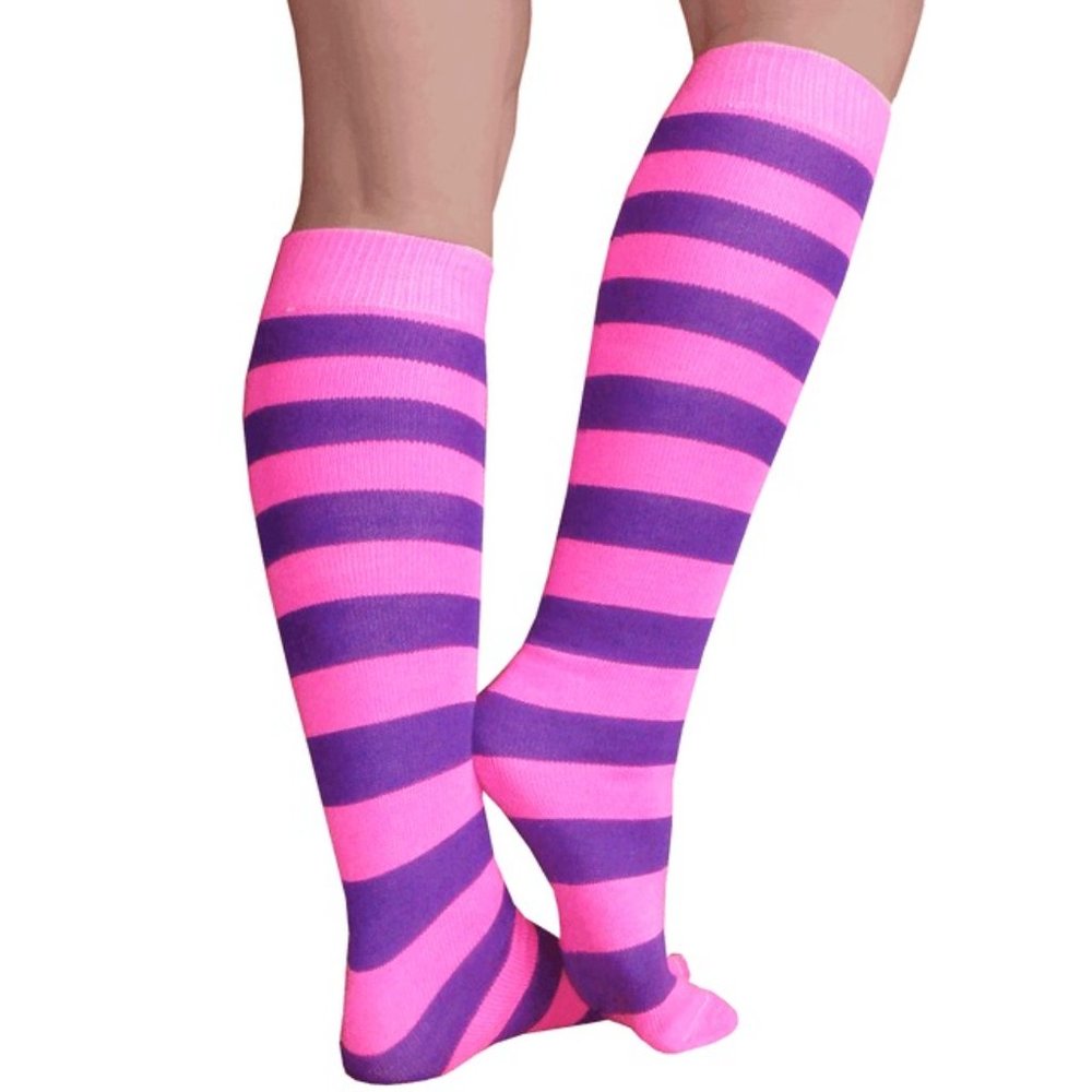 Neon Pink/Purple Striped Socks